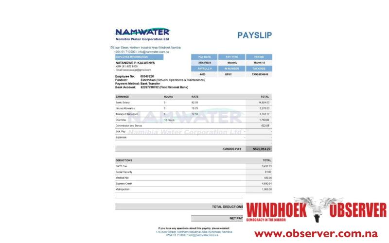 NamWater warns of fraudulent payslip scam